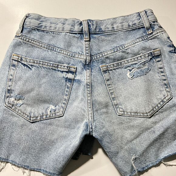 We The Free Shorts Blue Destroyed Button Fly Raw Hem 24 - Picture 11 of 14